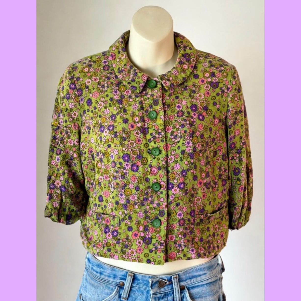 1960s Cropped Floral Blouse