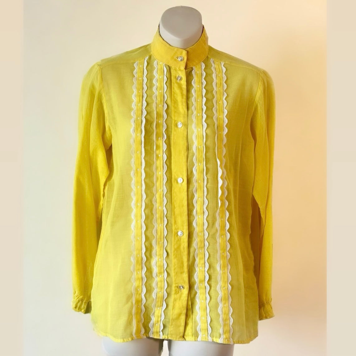 1970s Sheer Yellow Button-down