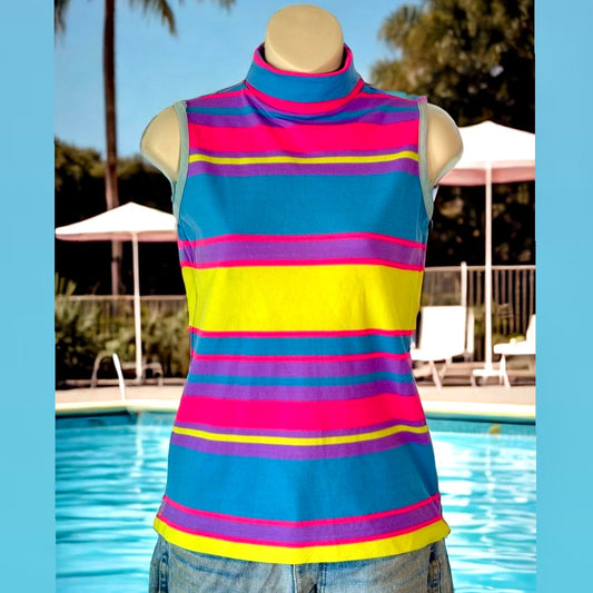 1960s Sleeveless Striped Top