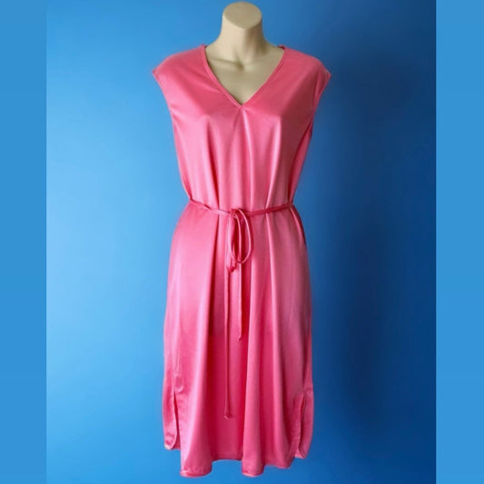 1970s Silky Pink Nightgown with Waist Tie