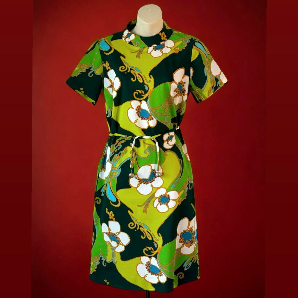 1960s Hostess Dress with Waist Tie