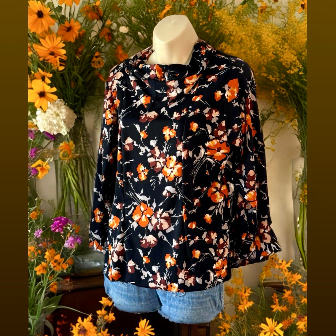 1970s Homemade Floral Blouse