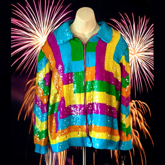 1980s Colorful Sequin Jacket